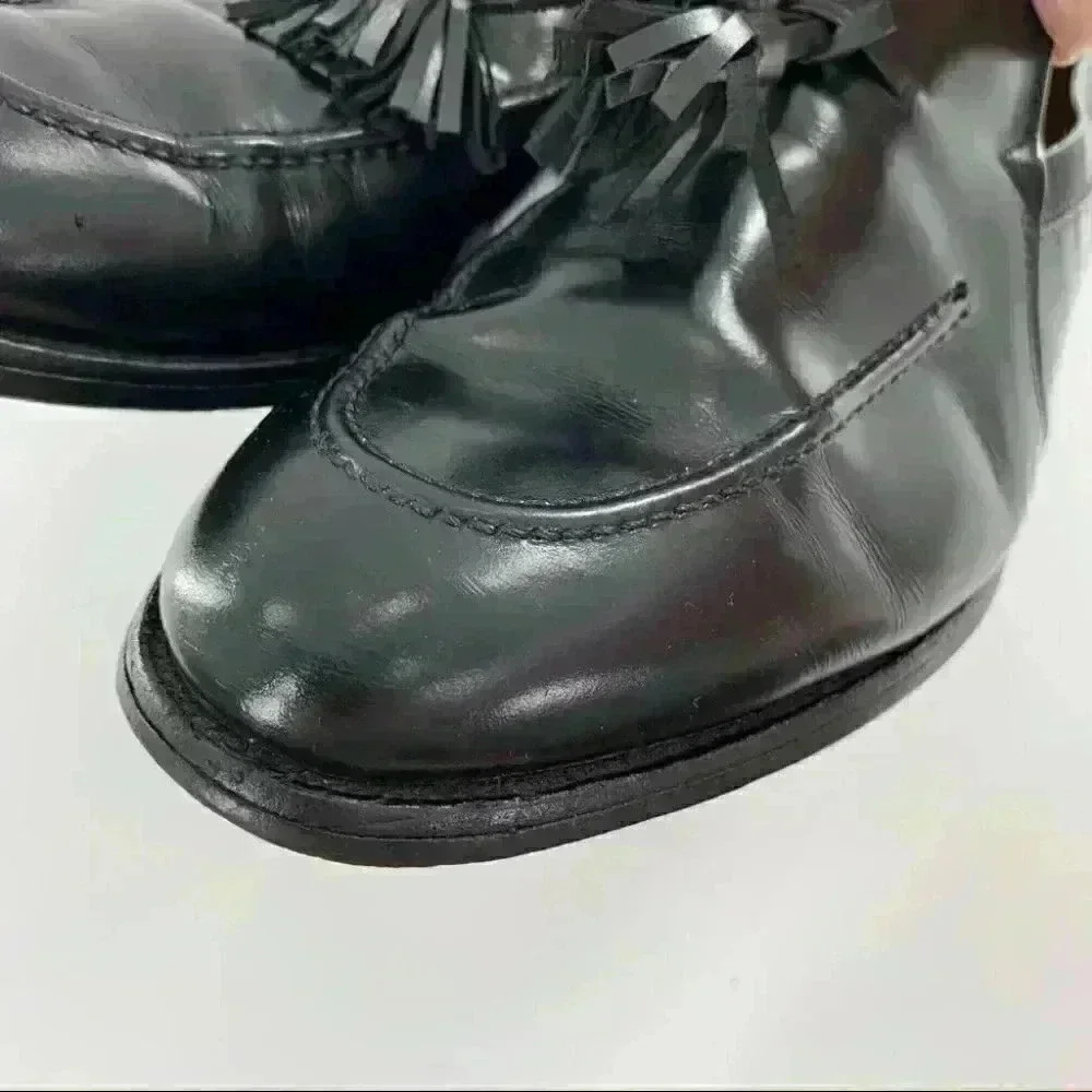 Allen Edmonds Ethan size 9.5 black leather vintage 90s slip on tassel loafers